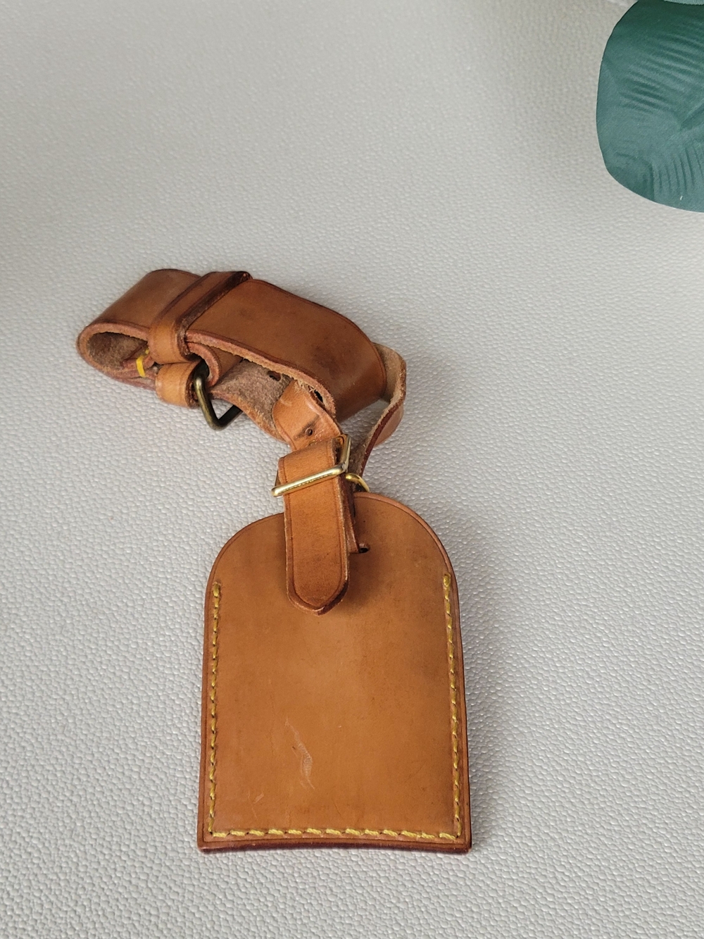 Louis Vuitton Luggage ID Tag & Handle Strap Yellow Stitching and Brass Buckle - Picture 11 of 14